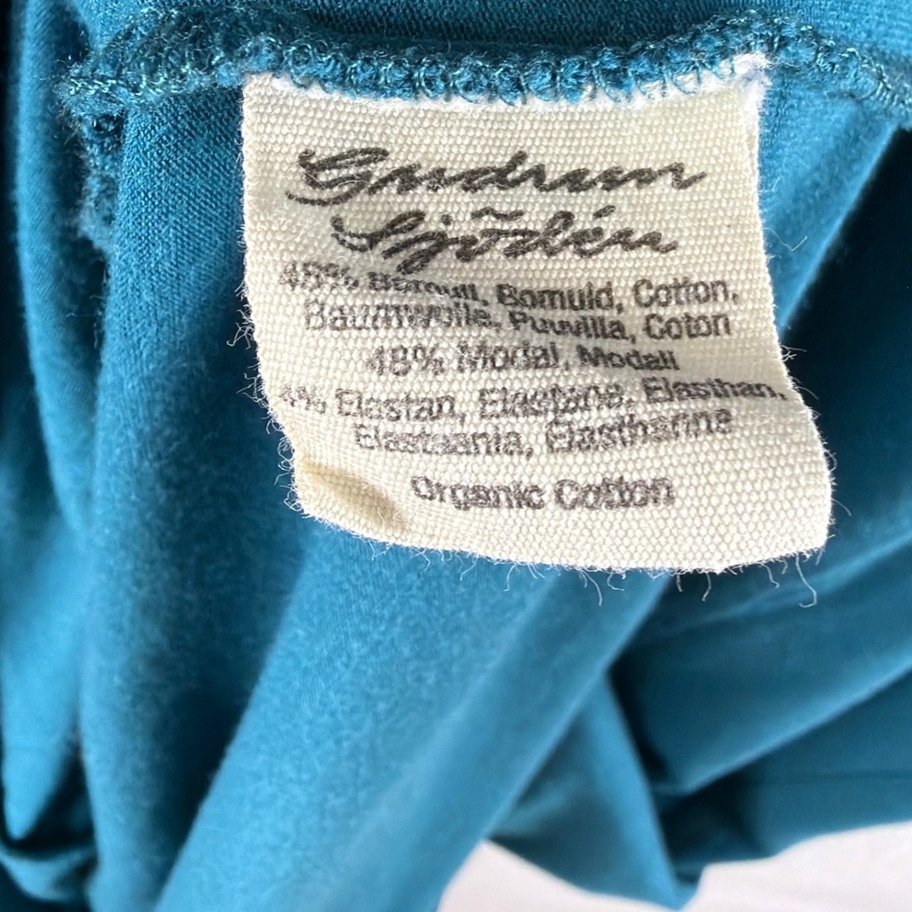 Gudrun Sjoden Teal Organic Cotton Modal V-Neck Cinched Waist Midi Maxi Dress L - Picture 6 of 8